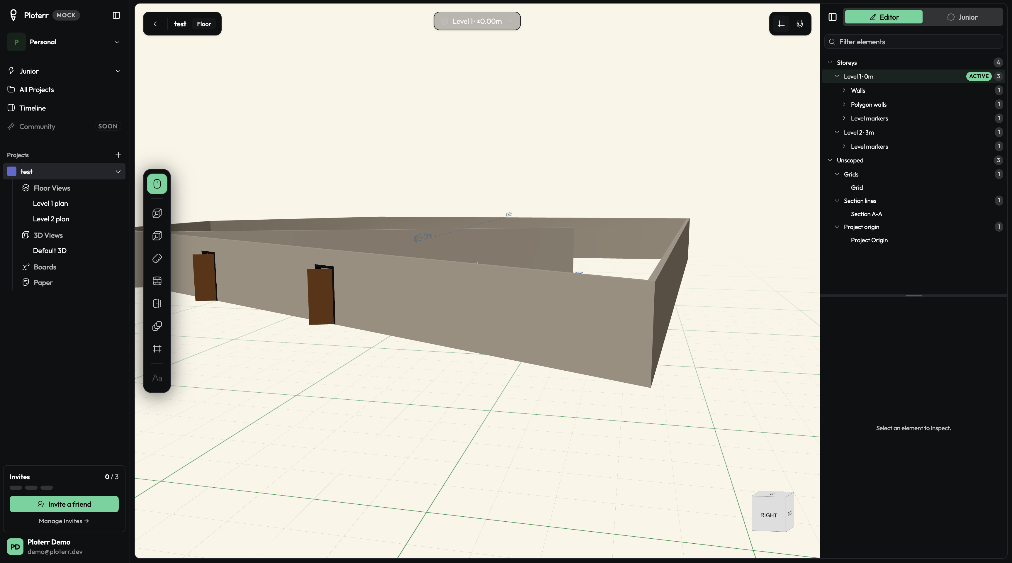 Ploterr app: floorplan editor with site feasibility and documentation panels
